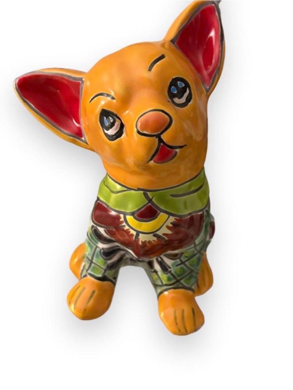 Sitting Talavera Chihuahua Mexican ceramic figurine